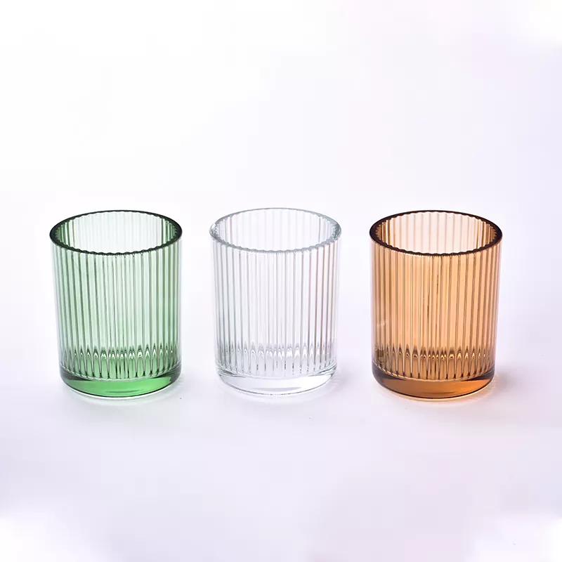 12oz vertikal gestreifter Kerzenhalter aus Glas